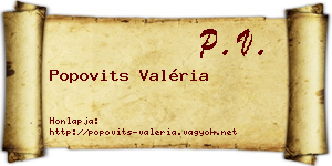 Popovits Valéria névjegykártya